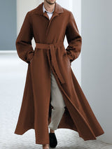 Men's Solid Waist Casual Trench Coat SKUL28416