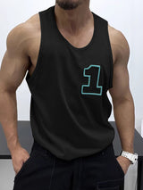 Mens Casual Numeric Embroidery Sports Tank SKUK76228