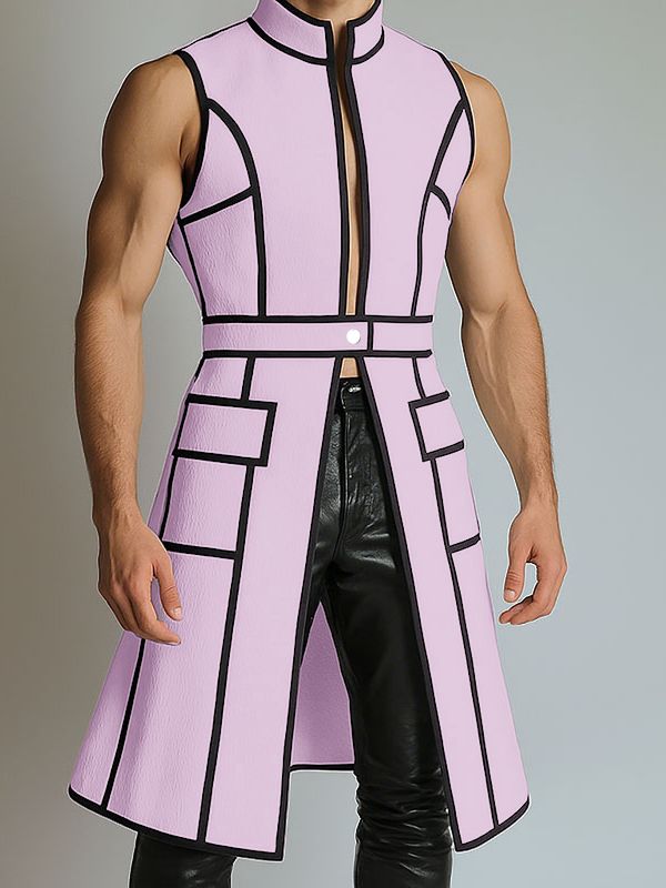 Men's Colorblock Line Sleeveless Waistcoat SKUL24738