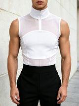 Men's Sheer Mesh Half Zip Tank SKUL63108