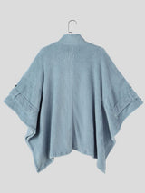 Men's Chill Relaxed Winter Travel Faux Shearling High Stand Collar Kimono Sleeve Cape SKUL84061