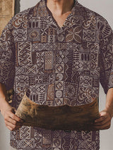 Mens Baroque Ethnic Print Short Sleeve Shirt SKUK71652