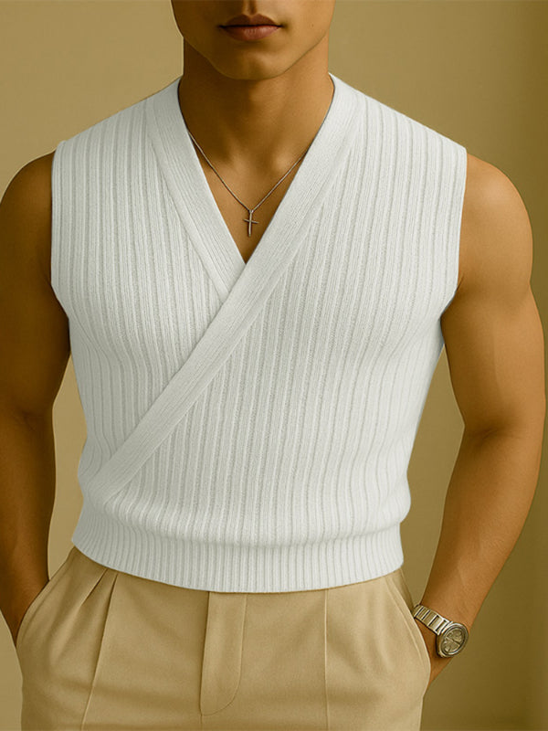 Mens Solid Color Textured Casual Tank SKUL15583