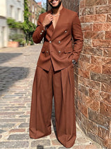 Men's Avant-Garde Collarless Double-Breasted Two Pieces Outfit SKUL76405