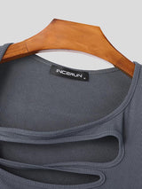 Mens Solid Color Textured Cut-Out Tank SKUL05804