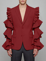 Men's Solid Color Ruffle Patchwork Casual Blazer SKUL40288