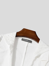 Men's Sheer Lace Patchwork Hooded Long Sleeve Blazer SKUL34017