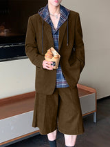 Men's Solid Color Casual Two Pieces Outfit SKUL27319