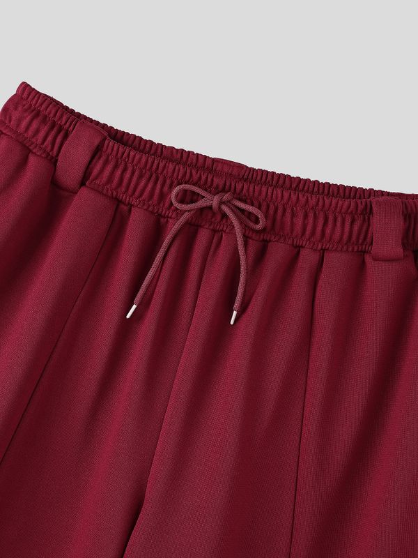Men's Clean Fit Urban Casual Curved Dart Seam Heavyweight Drawstring Waist Full Length Pant SKUL80548