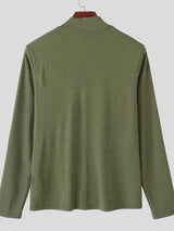Men's Cut Line Mock Neck Knit Long Sleeve T-shirt SKUL42826