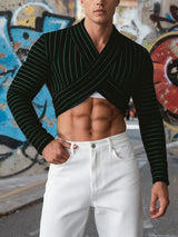 Men's Cross Design Stripe Long Sleeve T-shirt SKUL45182