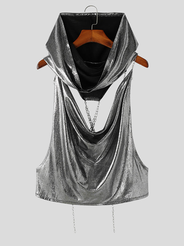 Mens Glitter Chain Design Hooded Vest SKUK16219