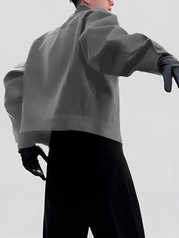 Men's Striped Lapel Cropped Long Sleeve Jacket SKUL37255