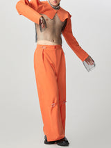 Mens Solid Color Cropped Two Pieces Outfit SKUK88912