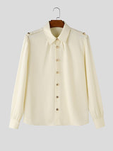 Men's Retro Party Puff Lantern Sleeve Shoulder Button Long Sleeve Lapel Collar Shirt SKUL77990
