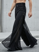 Men's Sheer Mesh Patchwork Casual Long Pant SKUL57876