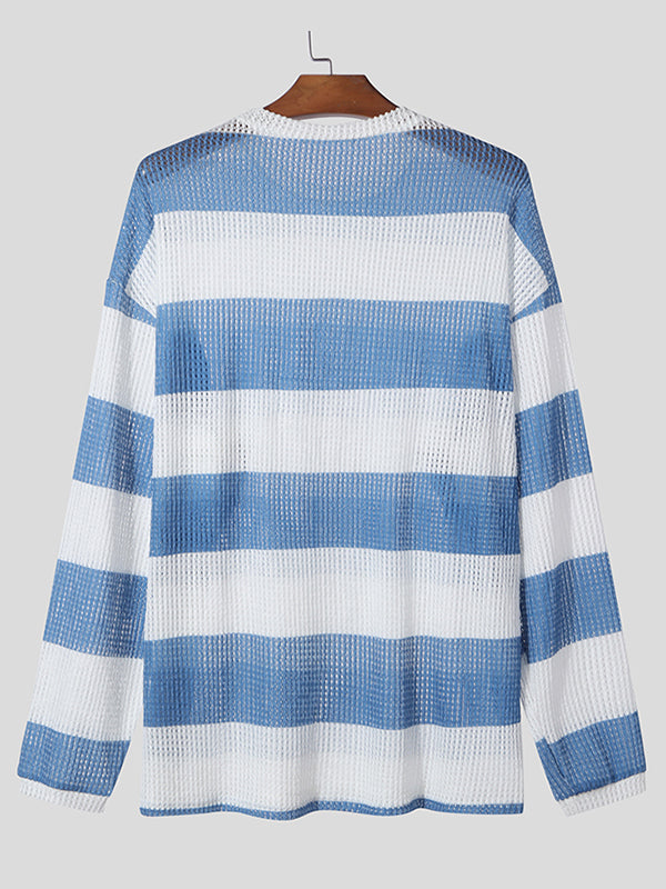 Mens Horizontal Stripe Long-Sleeve T-Shirt SKUK81732