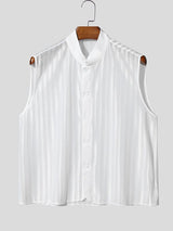 Men's Sheer Striped Stand Collar Waistcoat SKUL56529