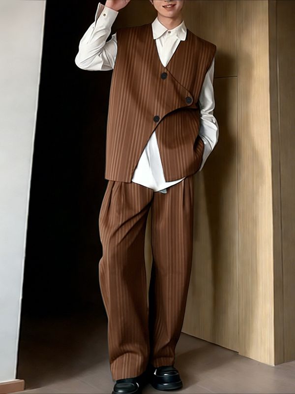 Men's Striped Irregular Two Pieces Outfit SKUL37251
