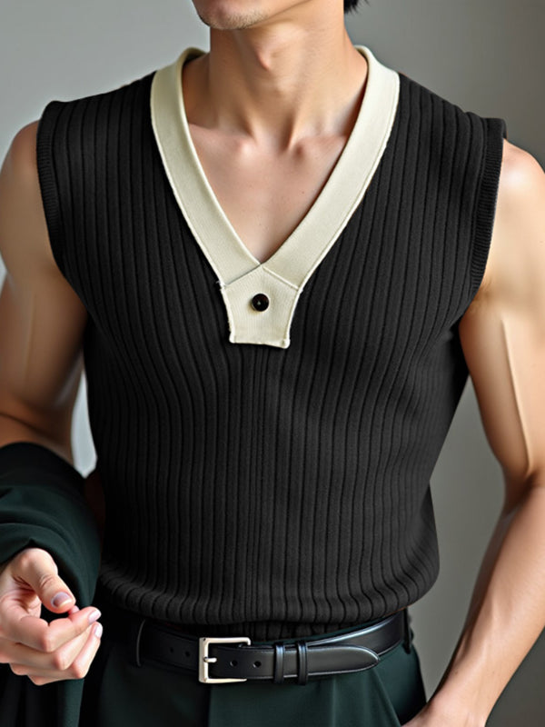 Mens Solid Color Textured Casual Tank SKUL18013