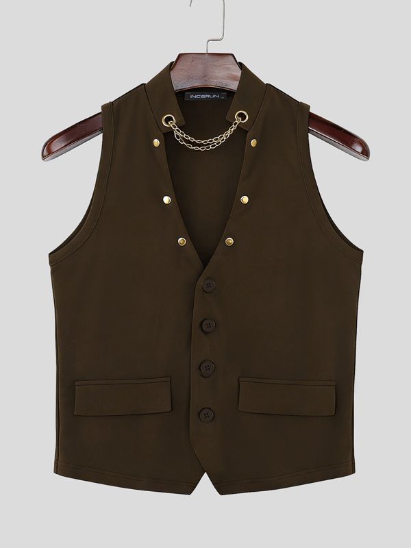 Men's Chain Decoration Slim Fit Waistcoat SKUL48010