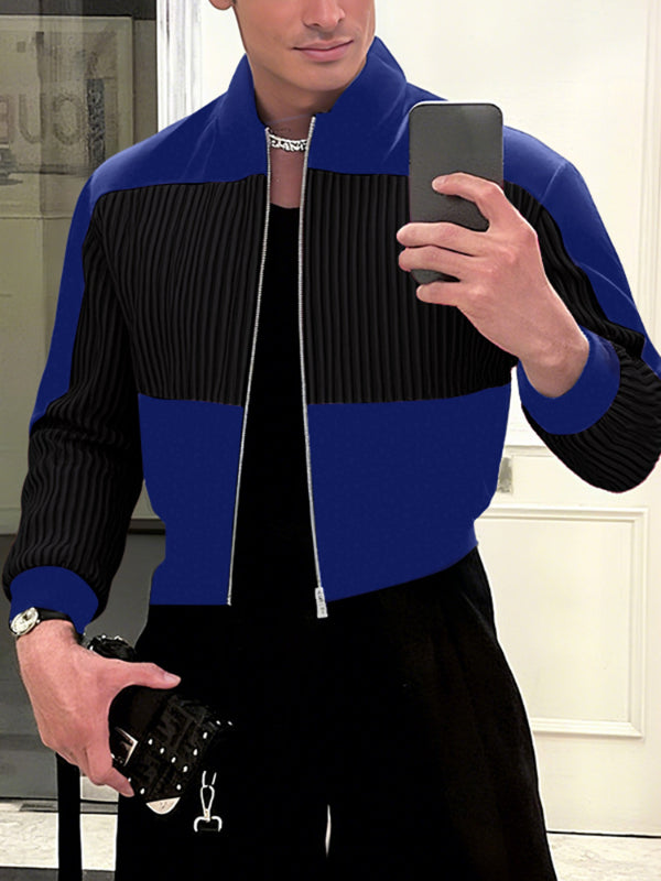 Men's Colorblock Cropped Long Sleeve Jacket SKUL25723