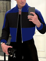 Men's Colorblock Cropped Long Sleeve Jacket SKUL25723