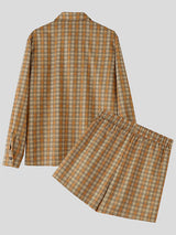 Men's Plaid Casual Two Pieces Outfit SKUL23704