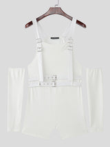 Men's Solid Color Texture Overall Bodysuit SKUL19018