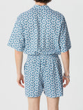 Mens Floral Print Casual Short Sleeve Jumpsuit SKUK53645