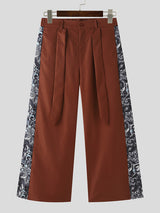 Mens Prin Patchworkt Casual Wide Leg Pants SKUK53583