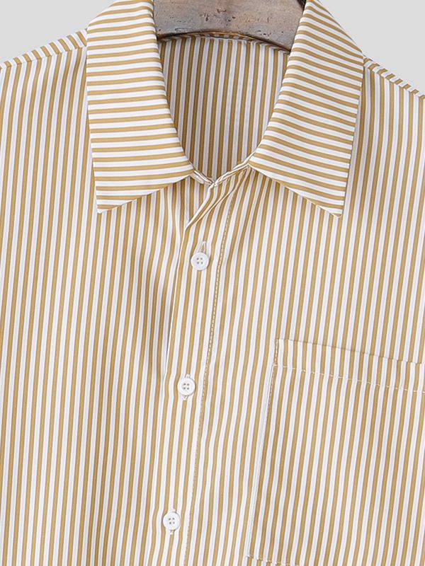 Men's Bow Tie Stripe Half Sleeve Shirt SKUL41034