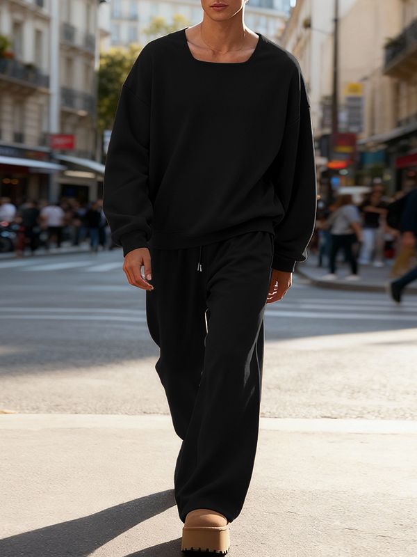 Men's Simple Solid Color Casual Two Pieces Outfit SKUL50057