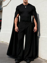 Men's Extra Long Split Knit Crew Neck T-Shirt SKUL49883