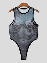 Men's Abstract Print Sheer Mesh Bodysuit SKUL20233