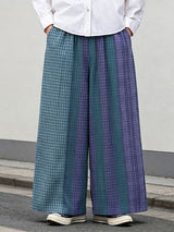 Men's Vintage Japanese Harajuku Multi-Pattern Plaid Stripe Wide Leg Pant SKUL62095