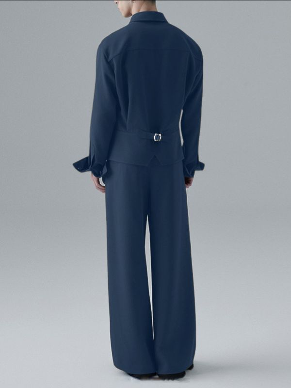 Men's Solid Color Casual Two Pieces Outfit SKUL37894