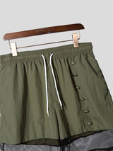 Men's Streetwear Button Decor Mesh Splicing Short SKUL63637