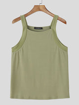 Mens Solid Color Knit Casual Tank SKUL18724