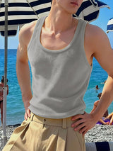Men's Solid Color Plush Casual Tank SKUL42466
