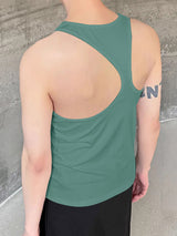 Mens Irregular Solid U-Neck Sleeveless Casual Vest SKUK57372