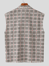 Mens Plaid Textured Sleeveless Shirt SKUL15371