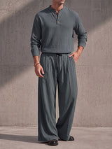 Men's Retro Beach Vacation Cotton Linen Blend Drawstring Waist Two Pieces Outfit SKUL84572