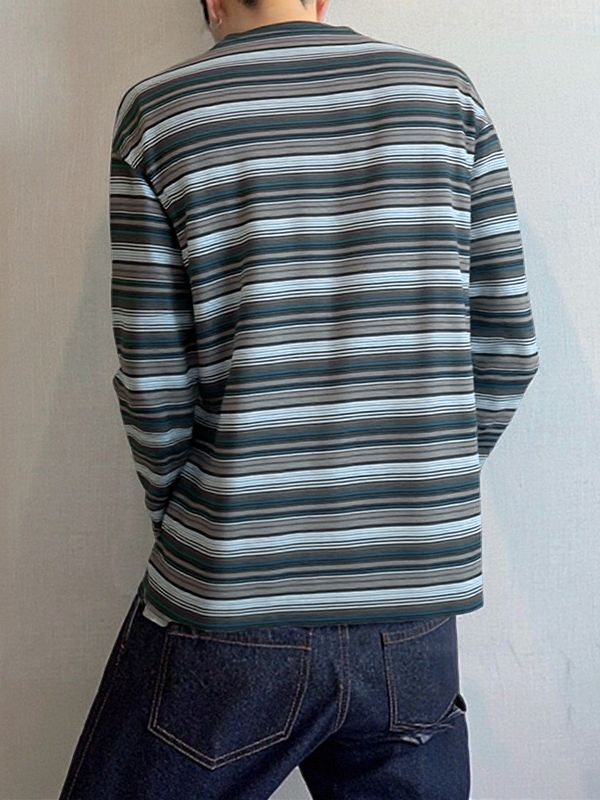 Men's Casual Striped Long Sleeve T-Shirt SKUL36396