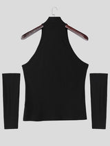 Men's Cut-Out Contrast Color Long Sleeve T-shirt SKUL53185