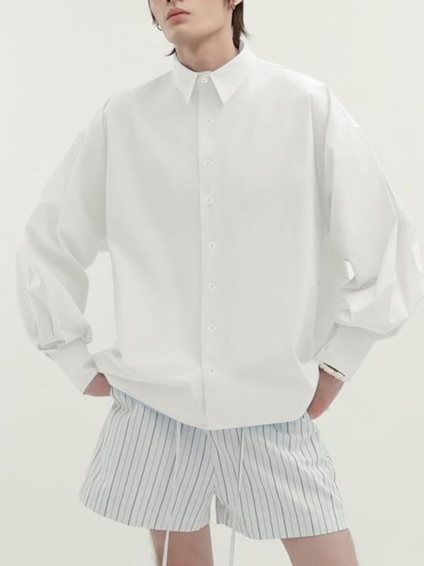 Men's Deconstructed Back Lace Up Long Sleeve Shirt SKUL27428