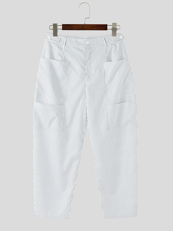Mens Striped Wide-Leg Casual Pant SKUL07796