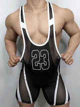 Men's Number Print Sheer Bodysuit SKUL53026