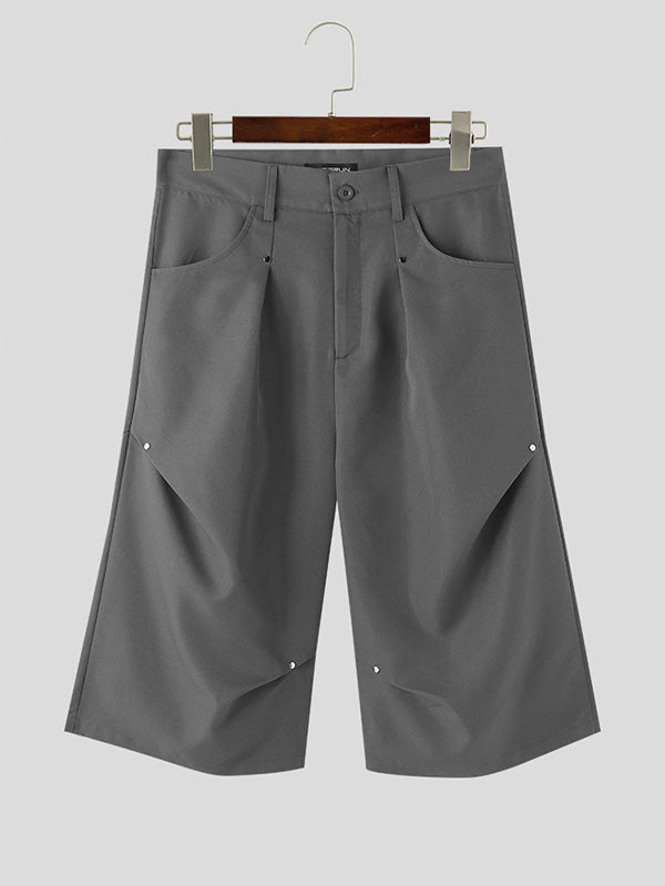 Mens Solid Color Deconstructed Metal-Embellished Short SKUK70382