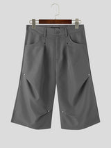 Mens Solid Color Deconstructed Metal-Embellished Short SKUK70382